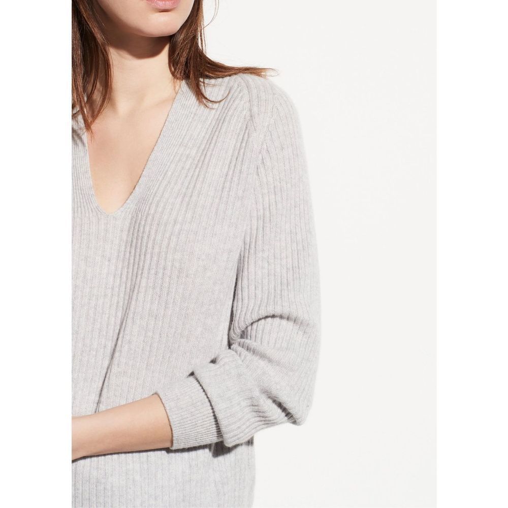 Vince Raglan Rib Wool And Cashmere Double V-Neck Sweater in beige Size S